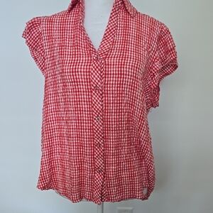 Jane and Delancey Red Gingham Button-Up Blouse